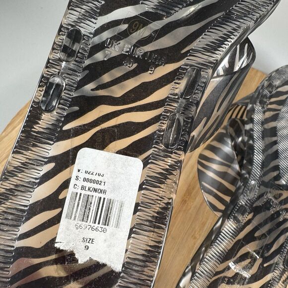 Matisse Anthropologie Jelly Black & Clear Zebra Print Slides Sz 9 - Picture 7 of 7